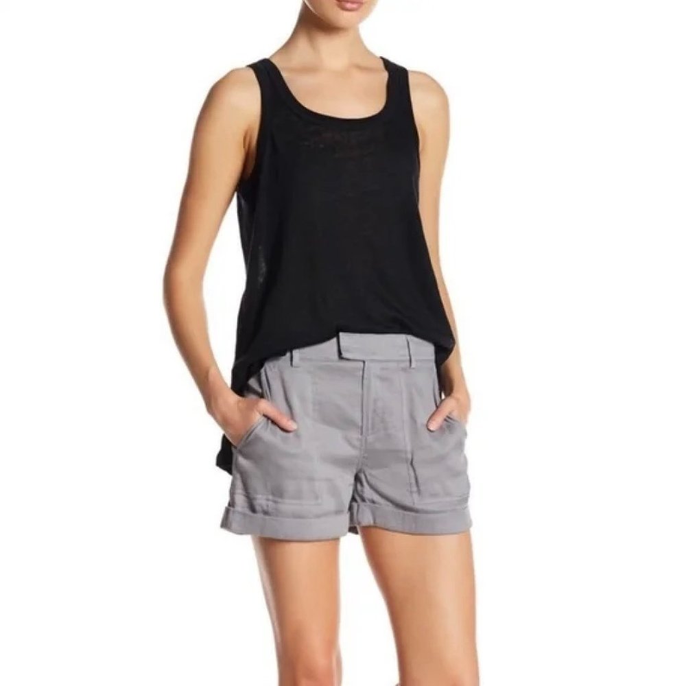 Vince Grey Linen Cuffed Shorts Womens Size 8